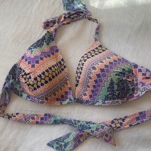 Purple printed Paisley bikini swim top